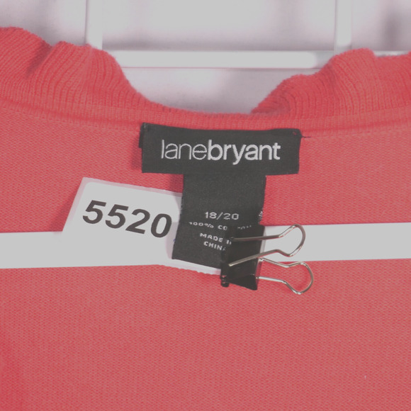 Lane Bryant Cardigan Sweater Womens Size 18 20 Peach Cotton Ruffle Button V Neck - Picture 6 of 6